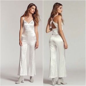 FREE PEOPLE Satin Jumpsuit Silver